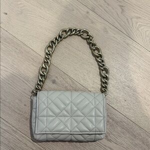Zara Quilted Shoulder Bag with Chain - Beige